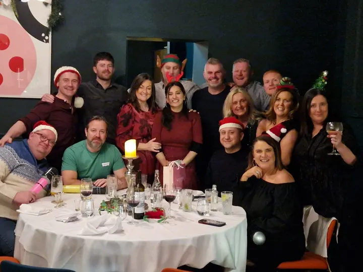 The team at the Christmas party dinner