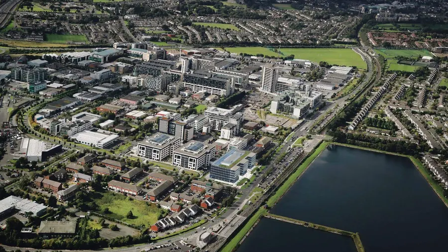 Aerial view of Sandyford business district in south Dublin