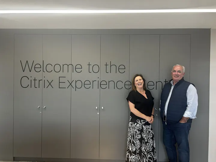 Niamh and Derek at the Citrix Experience Centre in London
