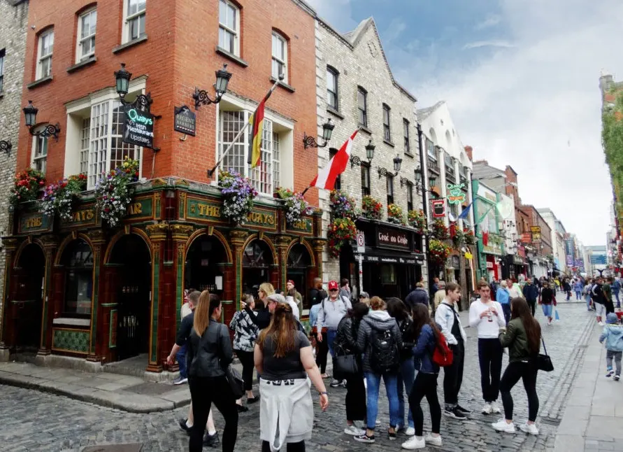 A busy street in Temple Bar, Dublin