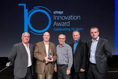 The team on stage accepting a Citrix Innovation Award